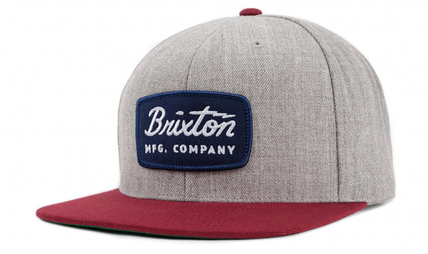 Brixton Cap Jolt Snapback Light Heather Grey Burgundy