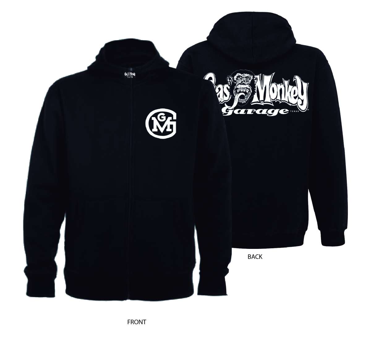 Gas Monkey Garage Hoodie OG Logo Zip Black Hoodies / Sweatshirts