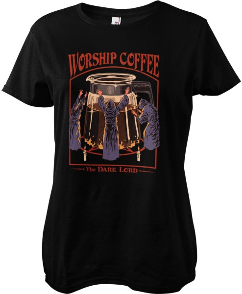 Steven Rhodes Worship Coffee Girly Tee Damen T-Shirt Black