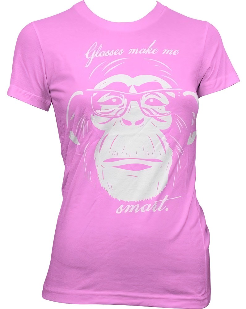 Hybris Glasses Makes Me Smart Girly Tee Damen T-Shirt Pink - Damen