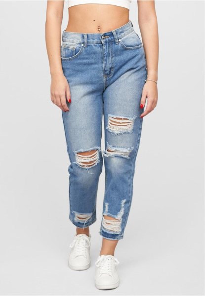 Cloud5ive Damen High-Waist Boyfriend Destroyed Jeans Hose 5-Pockets 22057178
