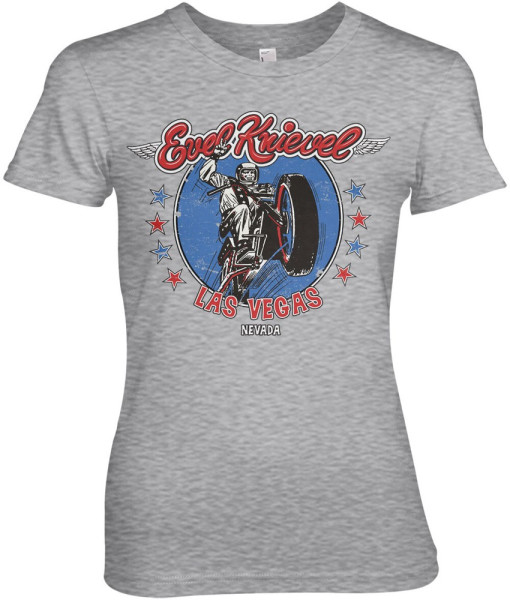 Evel Knievel In Las Vegas Girly Tee Damen T-Shirt Heather-Grey