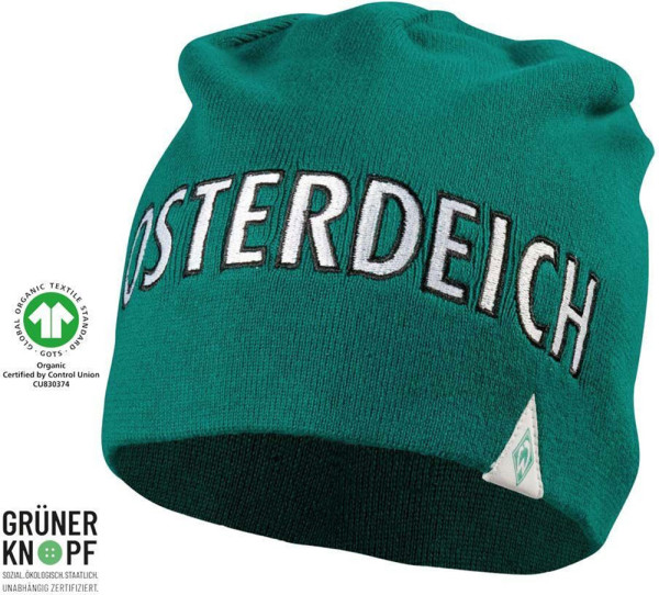 SV Werder Bremen GOTS Strickmütze Osterdeich Fußball Grün/Weiß