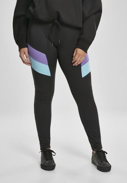 Urban Classics Women Leggings Ladies Color Block Leggings Black/Ultraviolet