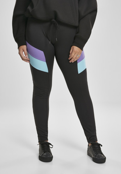 Urban Classics Damen Leggings Ladies Color Block Leggings Black/Ultraviolet  | Hosen | Damen | Lifestyle