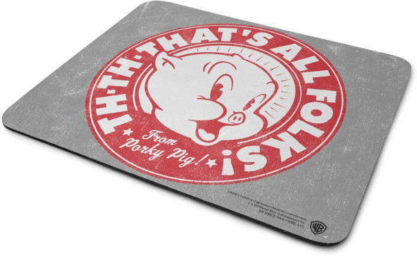 Looney Tunes Porky Pig That's All Folks! Mouse Pad 3-Pack Grey