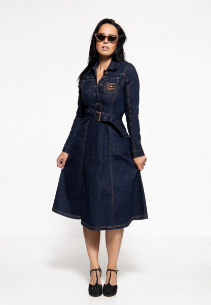 Queen Kerosin Denim Swing-Dress QKI16001 Denim