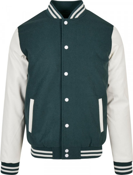 Urban Classics Oldschool College Jacket Bottlegreen/White
