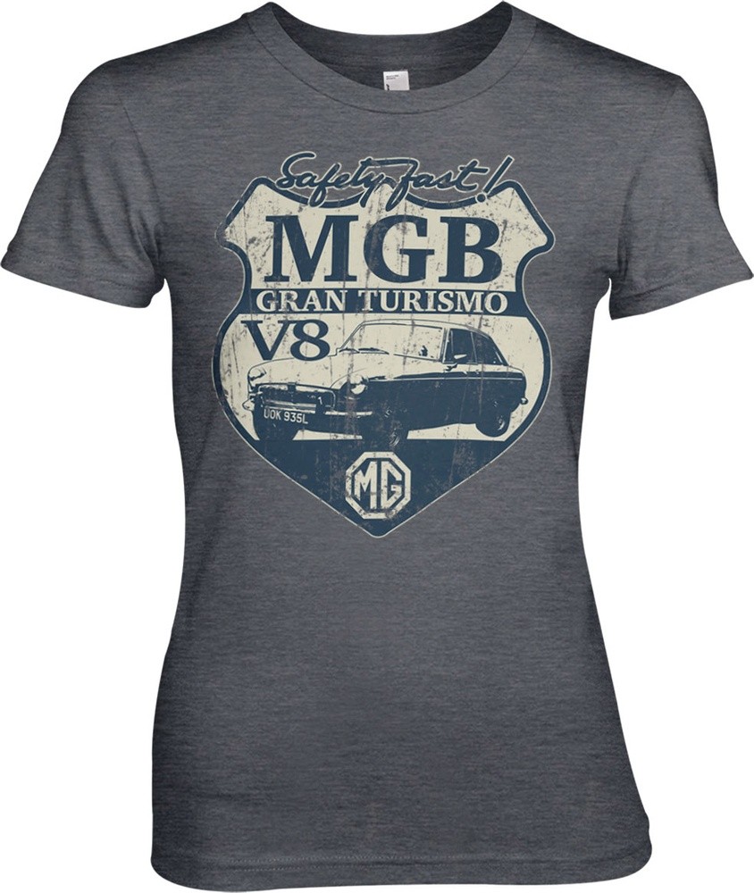 MG MGB Gran Turismo Girly Tee Damen T-Shirt Dark-Heather - Damen
