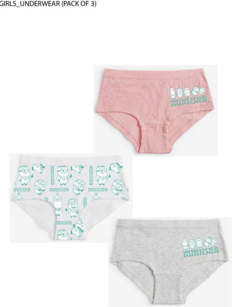 Minions - Underwear 3 Pack - Young Girls Multicolor