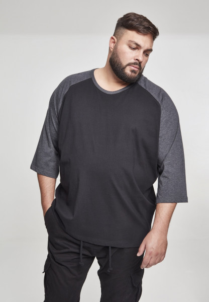Urban Classics T-Shirt Contrast 3/4 Sleeve Raglan Tee Black/Cha