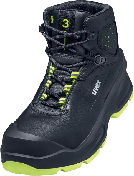 Uvex Sicherheitsschuh/Stiefel 3 Sicherheitsstiefel S3 68721 SRC 68723 Schwarz, Gelb-41 (Weite 12)