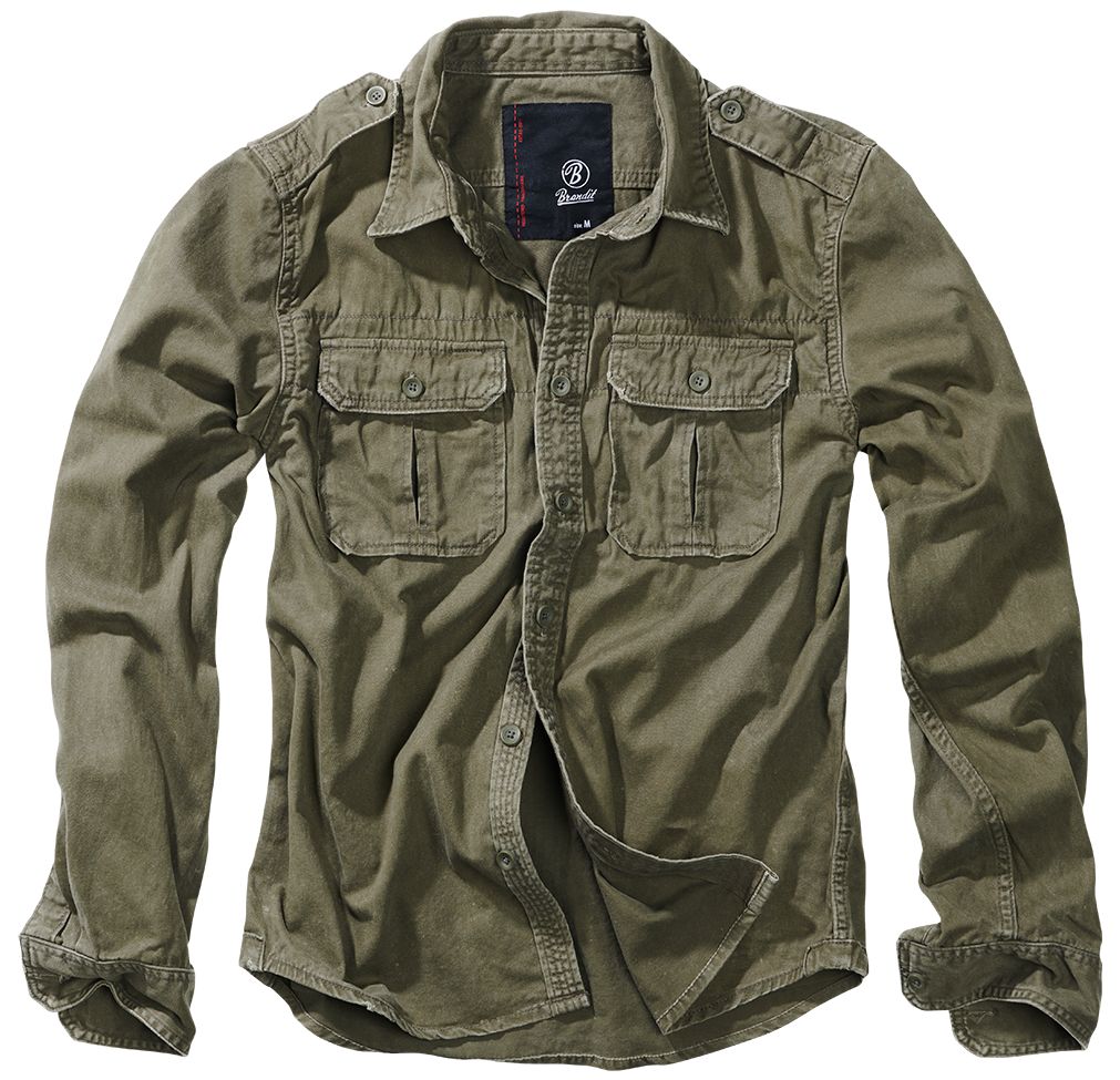Brandit Hemd Vintage Shirt Longsleeve in Olive - Herren / Unisex