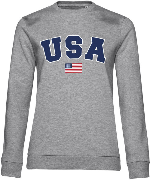 Hybris USA Varsity Girly Sweatshirt Damen Heather-Grey