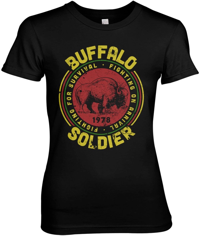 Bob Marley Buffalo Soldier Girly Tee Damen T-Shirt Schwarz - Damen