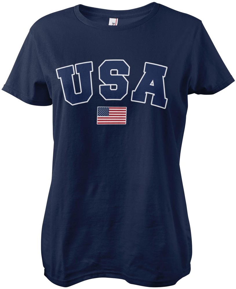 Hybris USA Varsity Girly Tee Damen T-Shirt Blau - Damen