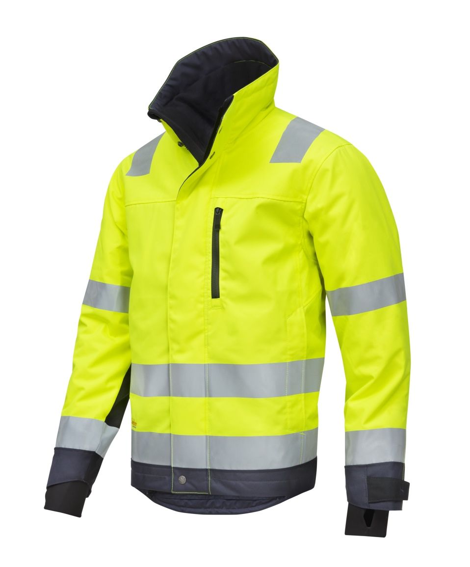 Snickers AllroundWork Hi-Vis 37.5 isolierende Arbeitsjacke, Kl. 3, EN 20471 HV-Gelb-Stahlgrau - Herren / Unisex