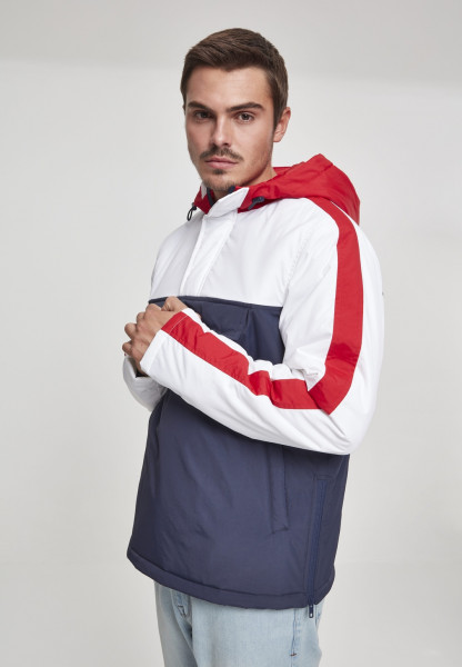 Urban Classics Winter Jacket 3-Tone Padded Pull Over Hooded Jacket White/Black