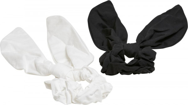 Urban Classics Scrunchies With Bow 2-Pack Black/White