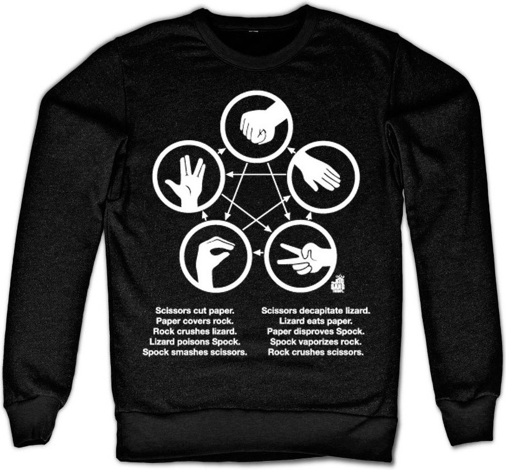 The Big Bang Theory Sheldons Rock-Paper-Scissors-Lizard Game Sweatshirt Schwarz - Herren / Unisex