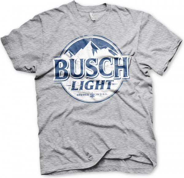 Busch Light Beer Vintage Logo T-Shirt Heather-Grey