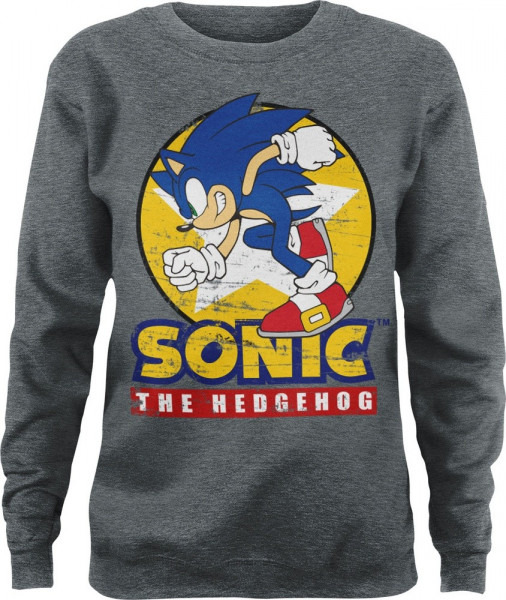 Fast Sonic The Hedgehog Girly Sweatshirt Damen Heather-Medium-Grey