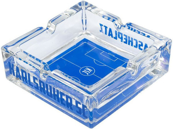 Karlsruher SC Aschenbecher Glas Fußball Blau/Weiß