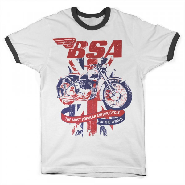 BSA Union Jack Ringer Tee T-Shirt White-Black