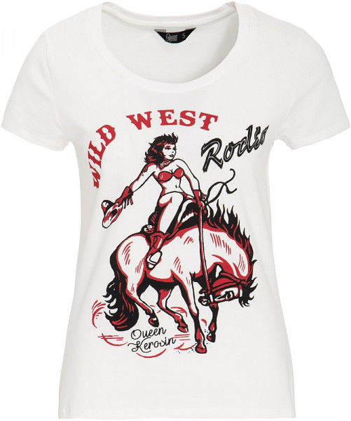 Queen Kerosin T-Shirt mit rockigem Front Druck QK4195357002 Offwhite