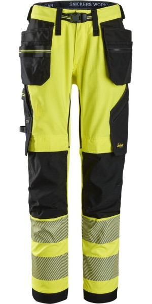 Snickers Warnschutzhose High-Vis, Stretch Arbeitshose mit Holstertaschen, Kl. 2 High-Vis Gelb/Schwarz