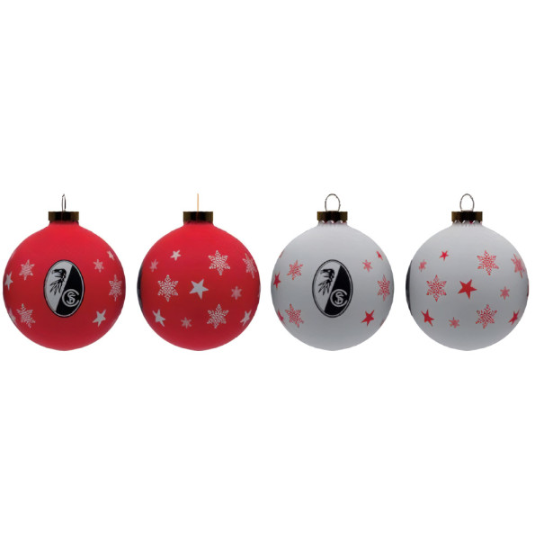 SC Freiburg Christbaumkugeln 4er-Set Fussball Rot