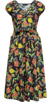 Queen Kerosin Swing Kleid mit tropischem All-Over-Print QKU26001 Mehrfarbig