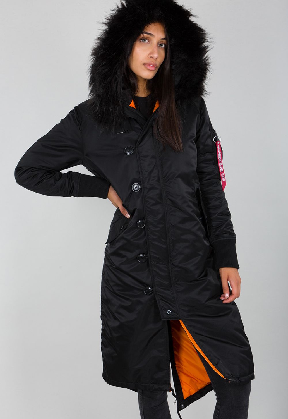 Alpha Industries Damen Jacke Long Fishtail Women Black Jackets Women Lifestyle kustom kult