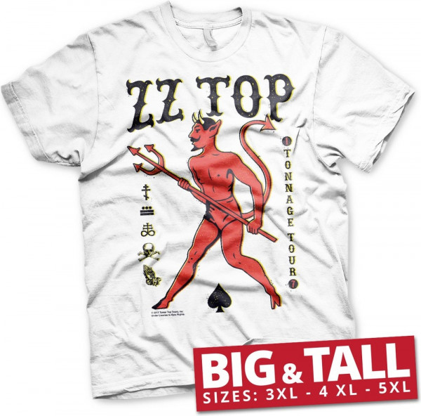 ZZ Top Tonnage Tout Baseball Big & Tall T-Shirt White