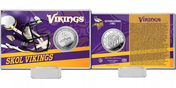 Minnesota Vikings Team History Silver Coin Card American Football NFL Silber