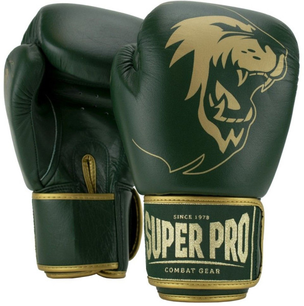 Super Pro Combat Gear Warrior SE Leder Boxhandschuhe Grün/Gold