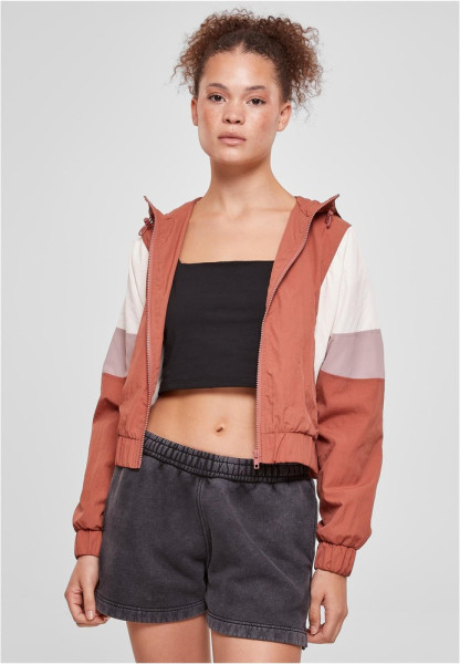 Urban Classics Damen Jacke Ladies Short 3-Tone Crinkle Jacket