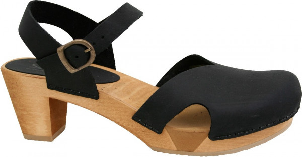 Sanita Clogs Damen Sandalen Wood-Matrix Square Flex Sandal Black