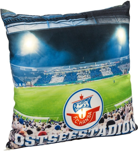 Hansa Rostock LED-Kissen Ostseestadion Fussball Blau-40x40cm