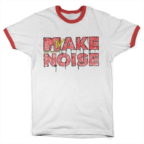 Make Noise MTV Ringer Tee T-Shirt White-Red