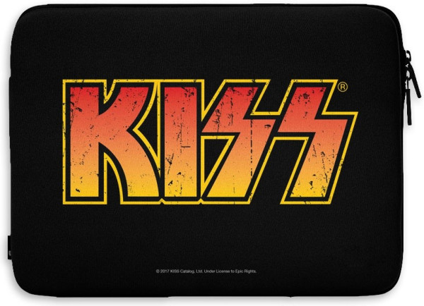 Kiss Distressed Logo Laptop Sleeve Tasche Black
