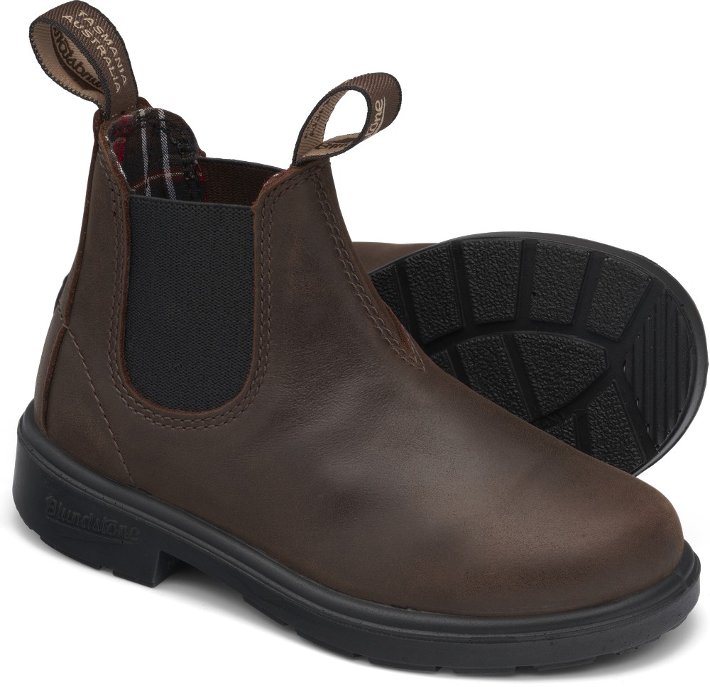 Blundstone Kinder Stiefel Boots #1468 Gumsole Leather (Kids) Antique Braun - Herren / Unisex