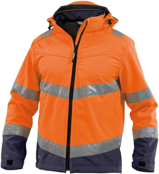 Dassy Warnschutz Softshell-Jacke Malaga PES74 Neonorange/Dunkelblau