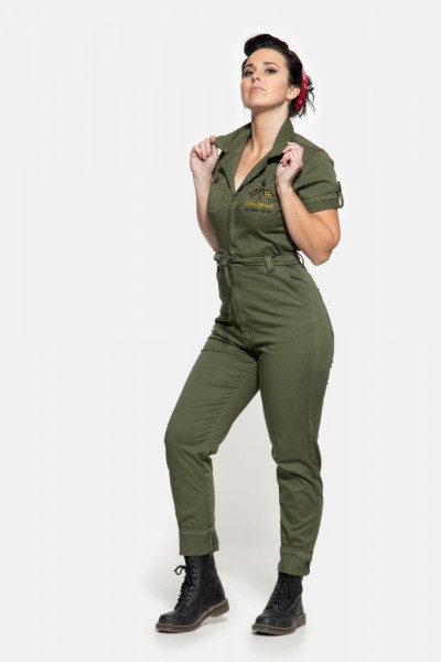 Queen Kerosin Workwear Overall QK4210314066 Olivgrün