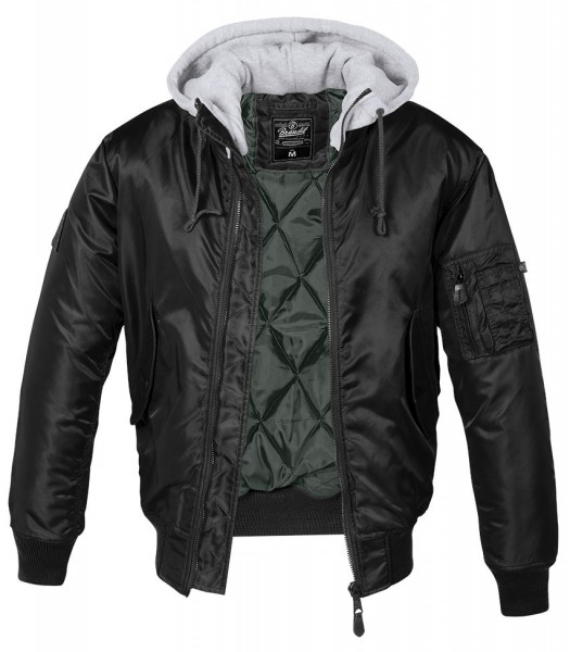 Brandit Jacke MA1 Sweat Hooded Jacket in Black-Grey