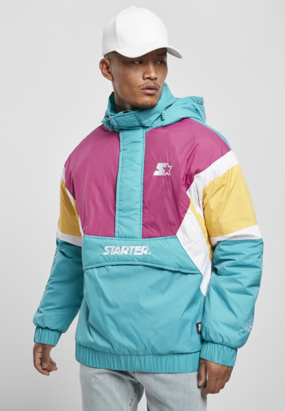 Starter Black Label Jacke Starter Color Block Half Zip Retro Jacket Lake Blue/S Pnk/By/White