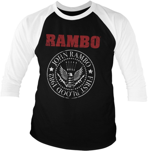 Rambo First Blood 1982 Seal Baseball 3/4 Sleeve Tee Longsleeves White/Black