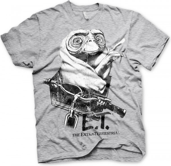 E.T. Biking Distressed T-Shirt Heather-Grey
