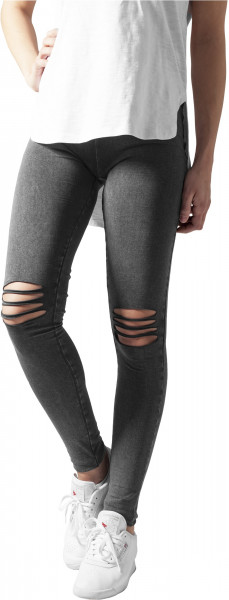 Urban Classics Women Leggings Ladies Cutted Knee Leggings Acid Black