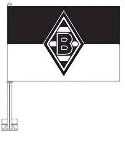 Borussia Mönchengladbach Autofahne Raute Fussball Schwarz/Weiß